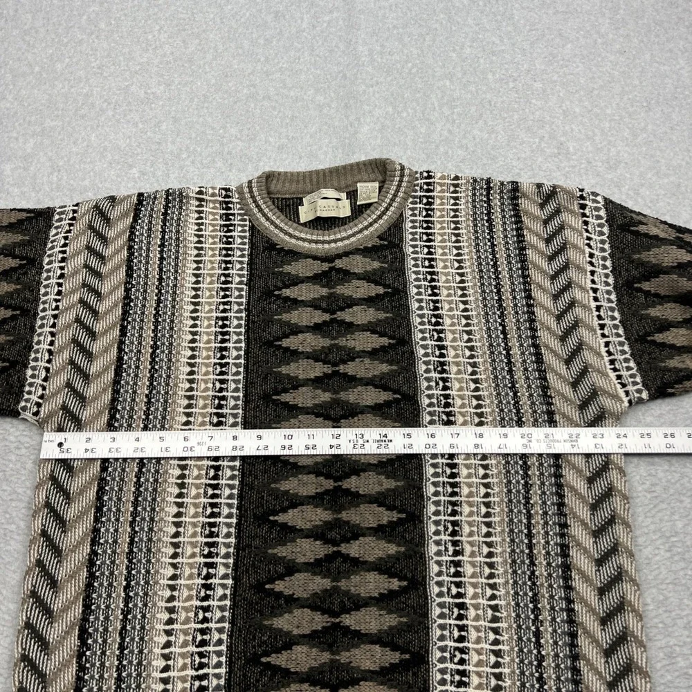 VTG City Casuals Haggar Sweater Mens Large Wool Geometric 90s Grandpa Knit Italy